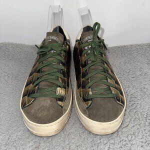 P448 Shoes Womens Size 9 Green Gold Black Low Top Leather Casual Lace Up